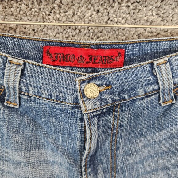 VTG JNCO Jean Shorts 35X12 Blue Crown Skater Streetwear Crown Wide Leg Baggy Y2k - Picture 3 of 16